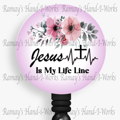 Christian, Jesus Is My Life Line Retractable Nurse Badge Reel