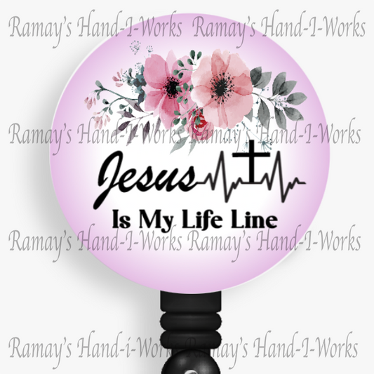 Christian, Jesus Is My Life Line Retractable Nurse Badge Reel