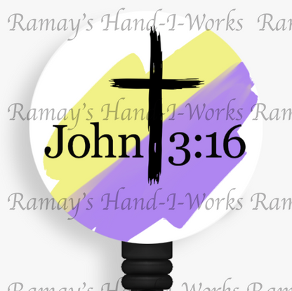 Christian "John 3:16" Retractable Badge Reel