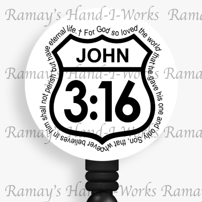 Christian "John 3:16" Retractable Badge Reel #2