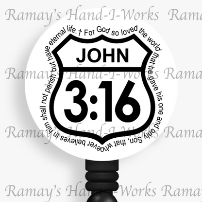 Christian "John 3:16" Retractable Badge Reel #2