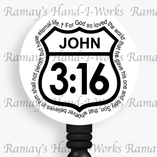 Christian "John 3:16" Retractable Badge Reel #2
