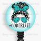 Cute Medical Coder, Messy Bun Retractable Badge Reel