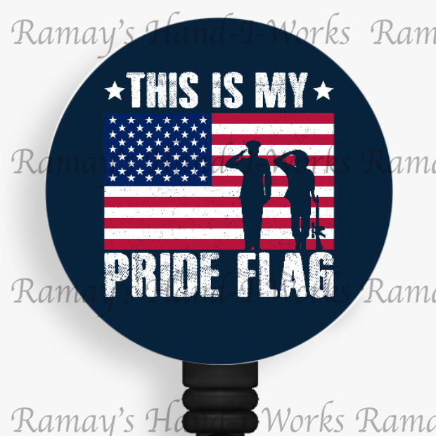 Patriotic, This Is My Pride Flag Retractable Badge Reel