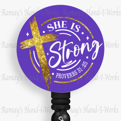 Christian, She is Strong, Proverbs 31 Retractable Badge Reel