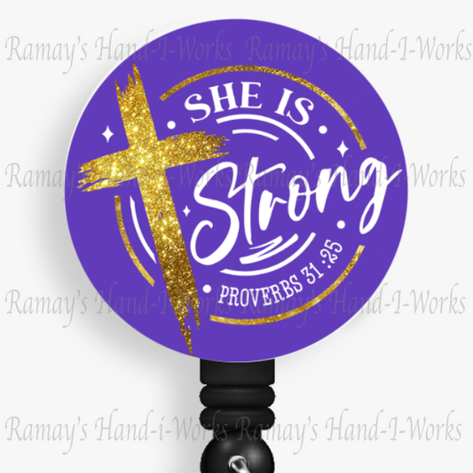 Christian, She is Strong, Proverbs 31 Retractable Badge Reel