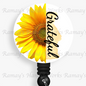 "Grateful" Sunflower Retractable Badge Reel
