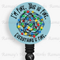 Funny Tangled Lights, I'm Fine, This is Fine, Everything is Fine Retractable Badge Reel