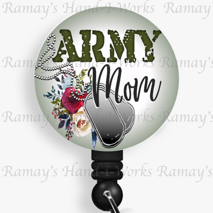 Patriotic, Military, Army Mom Retractable Badge Reel