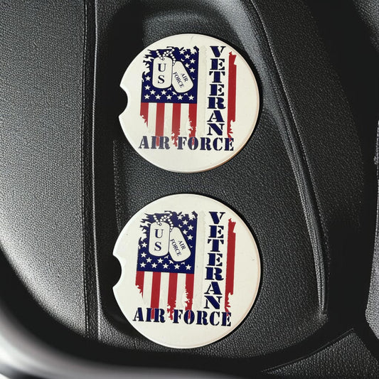 Air Force Veteran Military Tags Custom Ceramic Car Coasters (Set of 2) | Absorbent Cup Holders __etsy:8194187459