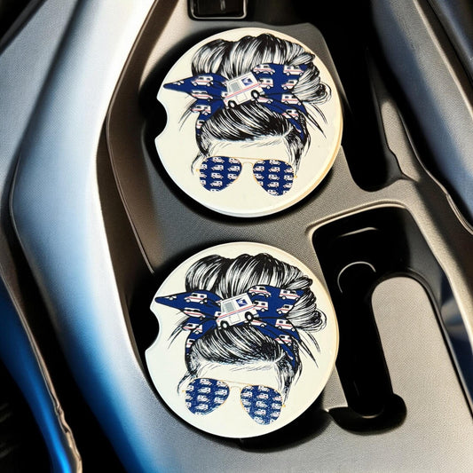 Ceramic Car Coasters Set 2 | Messy Bun Postal Worker (2) Car Accessories |Absorbent Cup Holder Coasters | Postal WorkerGift |US Postal Decor __etsy:8028585048