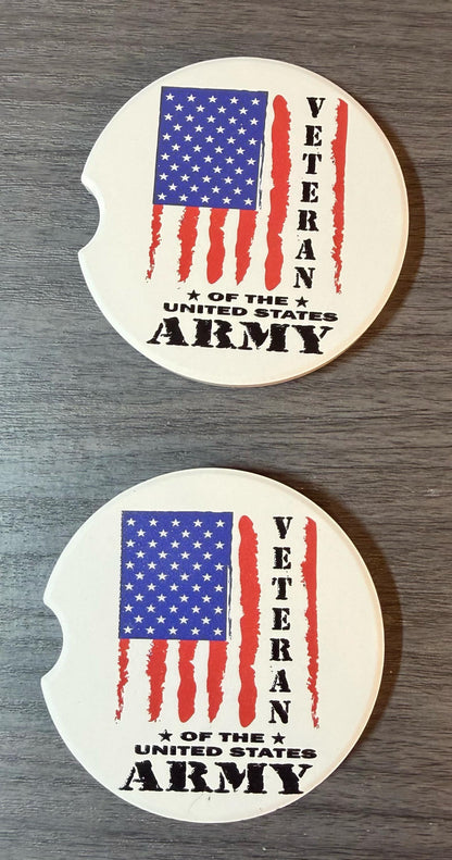 Ceramic Car Coasters Set | Military Army Veteran Absorbent Cup Holders | Army Patriotic Military Gifts | Army Military Gifts |Car Cup Holder __etsy:8028522562