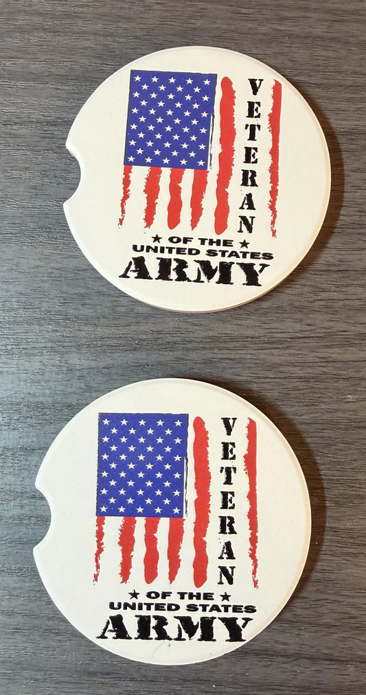 Ceramic Car Coasters Set | Military Army Veteran Absorbent Cup Holders | Army Patriotic Military Gifts | Army Military Gifts |Car Cup Holder __etsy:8028522562