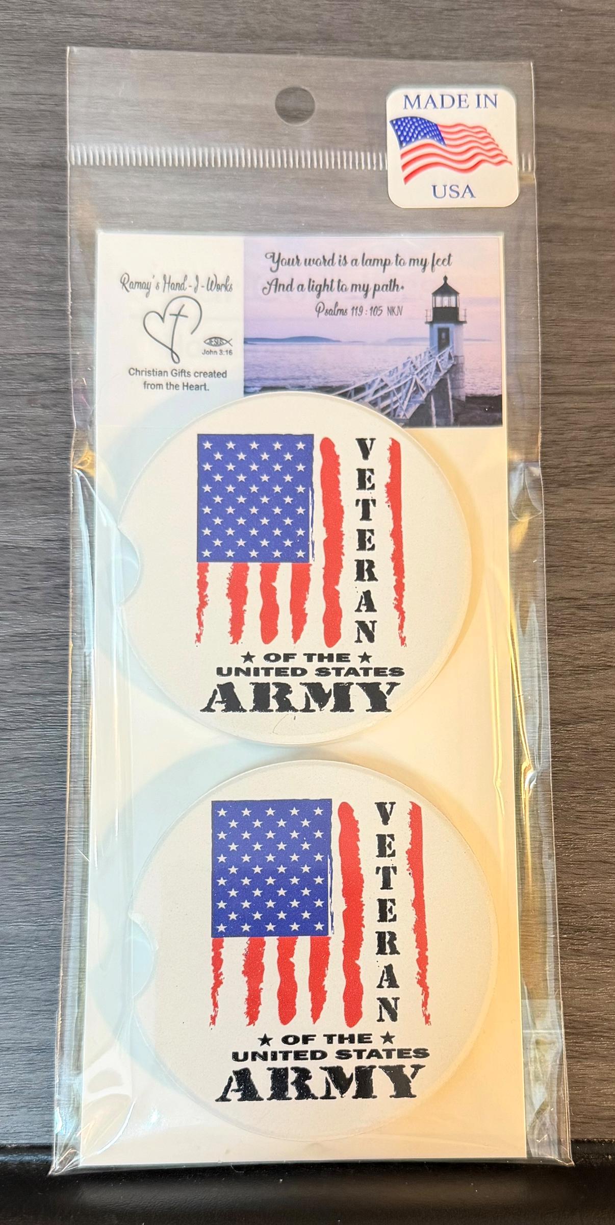 Ceramic Car Coasters Set | Military Army Veteran Absorbent Cup Holders | Army Patriotic Military Gifts | Army Military Gifts |Car Cup Holder __etsy:8028525848