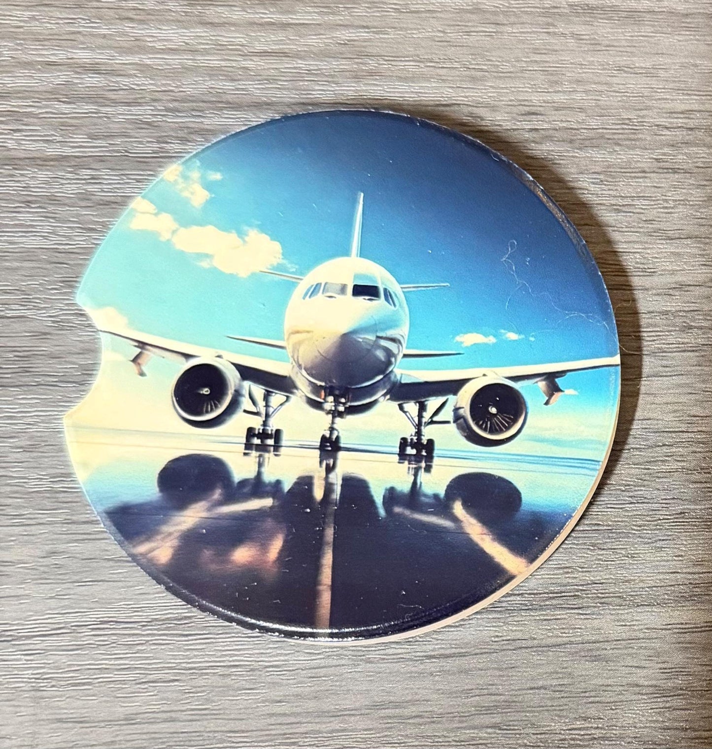 Ceramic Car Coasters Set of 2 | Airplanes Car Accessories | Absorbent Cup Holder Coasters | Scenic Inspired Gift | Flying Airplanes Decor __etsy:8076393543