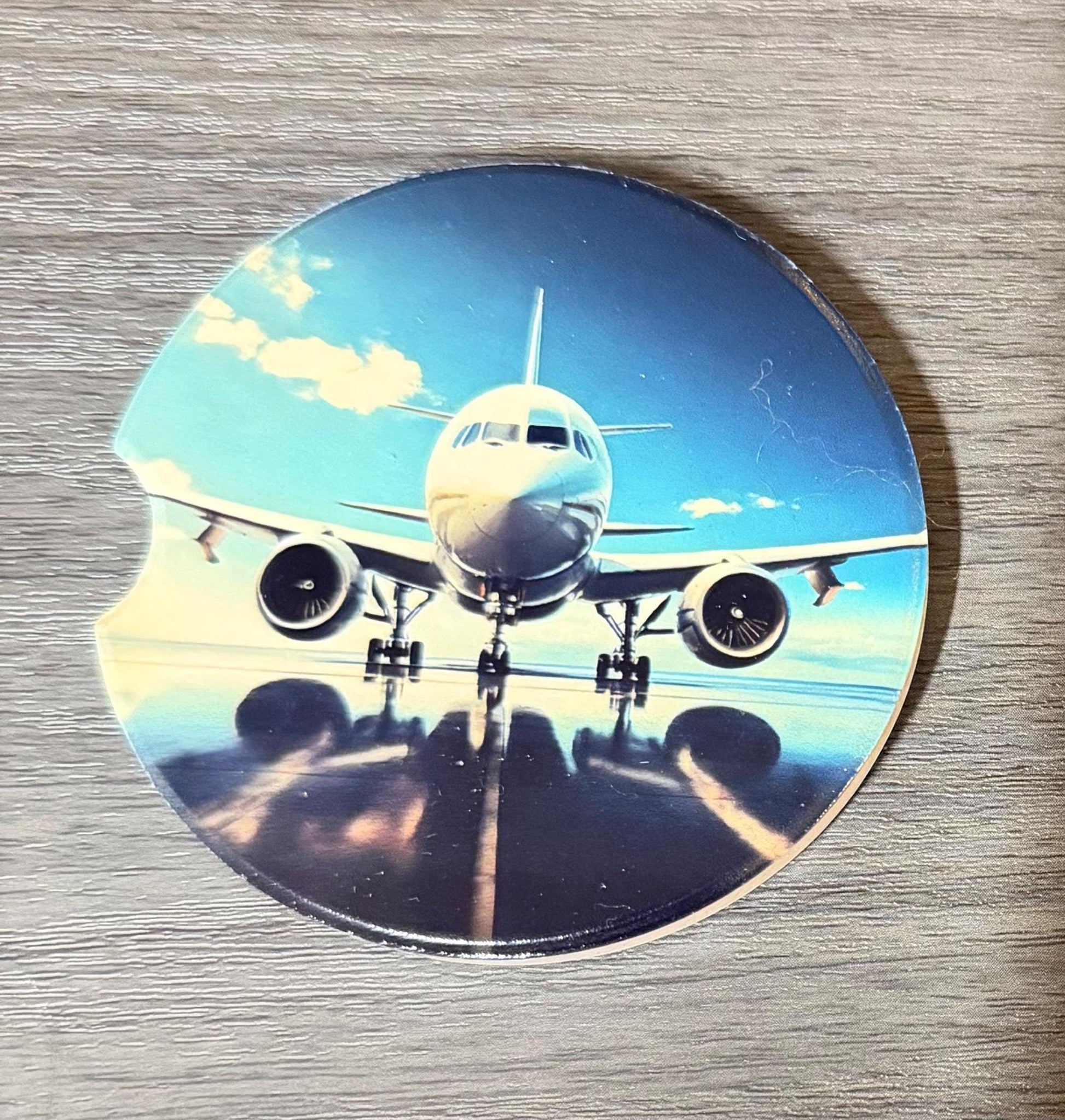 Ceramic Car Coasters Set of 2 | Airplanes Car Accessories | Absorbent Cup Holder Coasters | Scenic Inspired Gift | Flying Airplanes Decor __etsy:8076393543