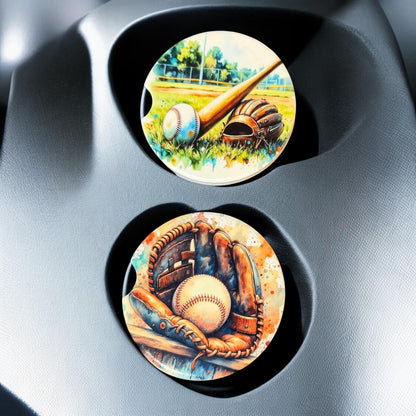 Ceramic Car Coasters Set of 2 |Baseball Car Accessories | Absorbent Cup Holder Coasters | Sports Inspired Gift | Baseball Sports Decor __etsy:7992507970