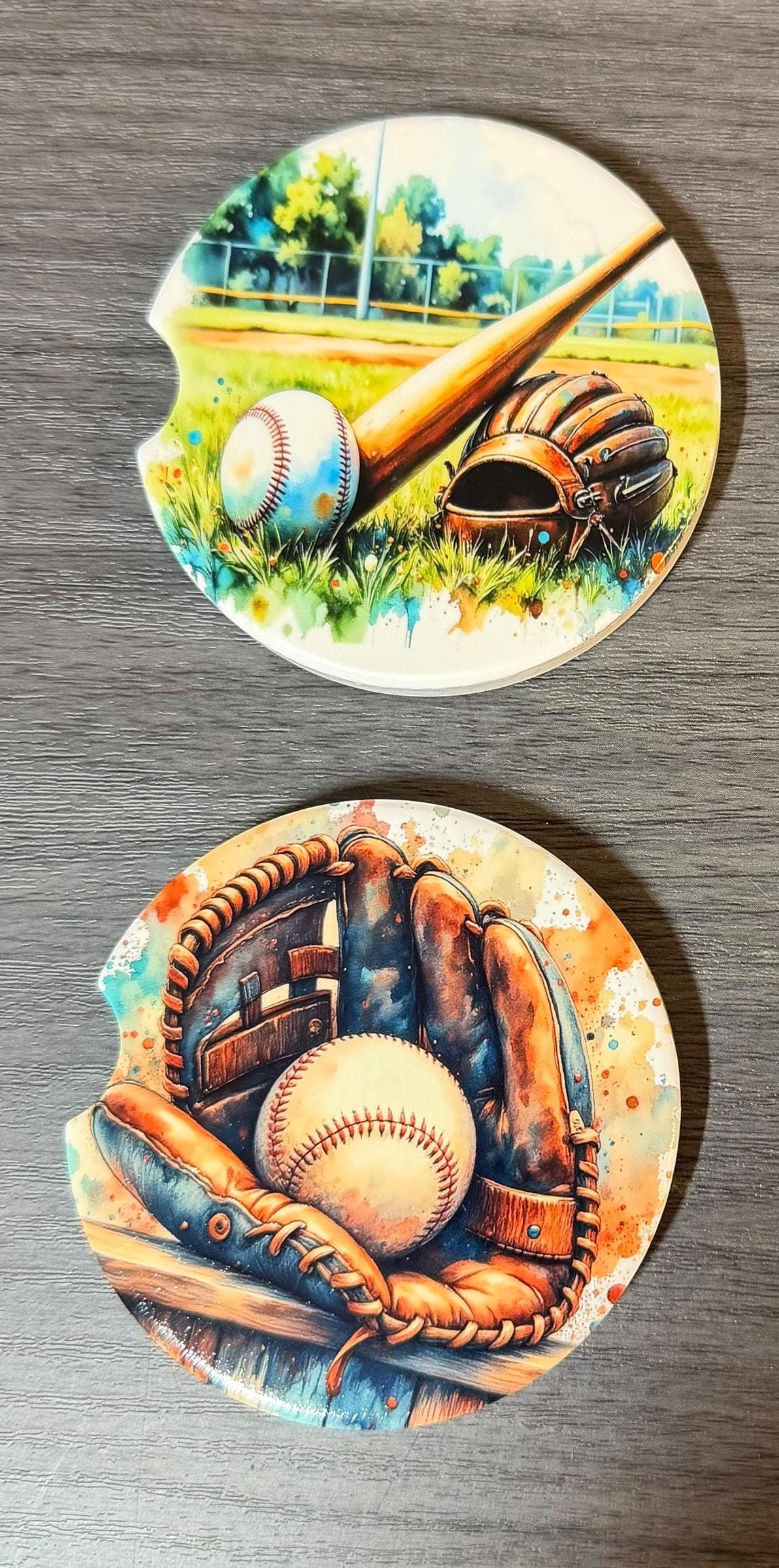 Ceramic Car Coasters Set of 2 |Baseball Car Accessories | Absorbent Cup Holder Coasters | Sports Inspired Gift | Baseball Sports Decor __etsy:7992498760