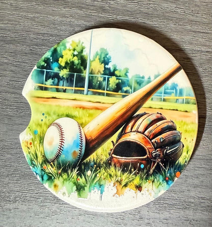 Ceramic Car Coasters Set of 2 |Baseball Car Accessories | Absorbent Cup Holder Coasters | Sports Inspired Gift | Baseball Sports Decor __etsy:7992499662