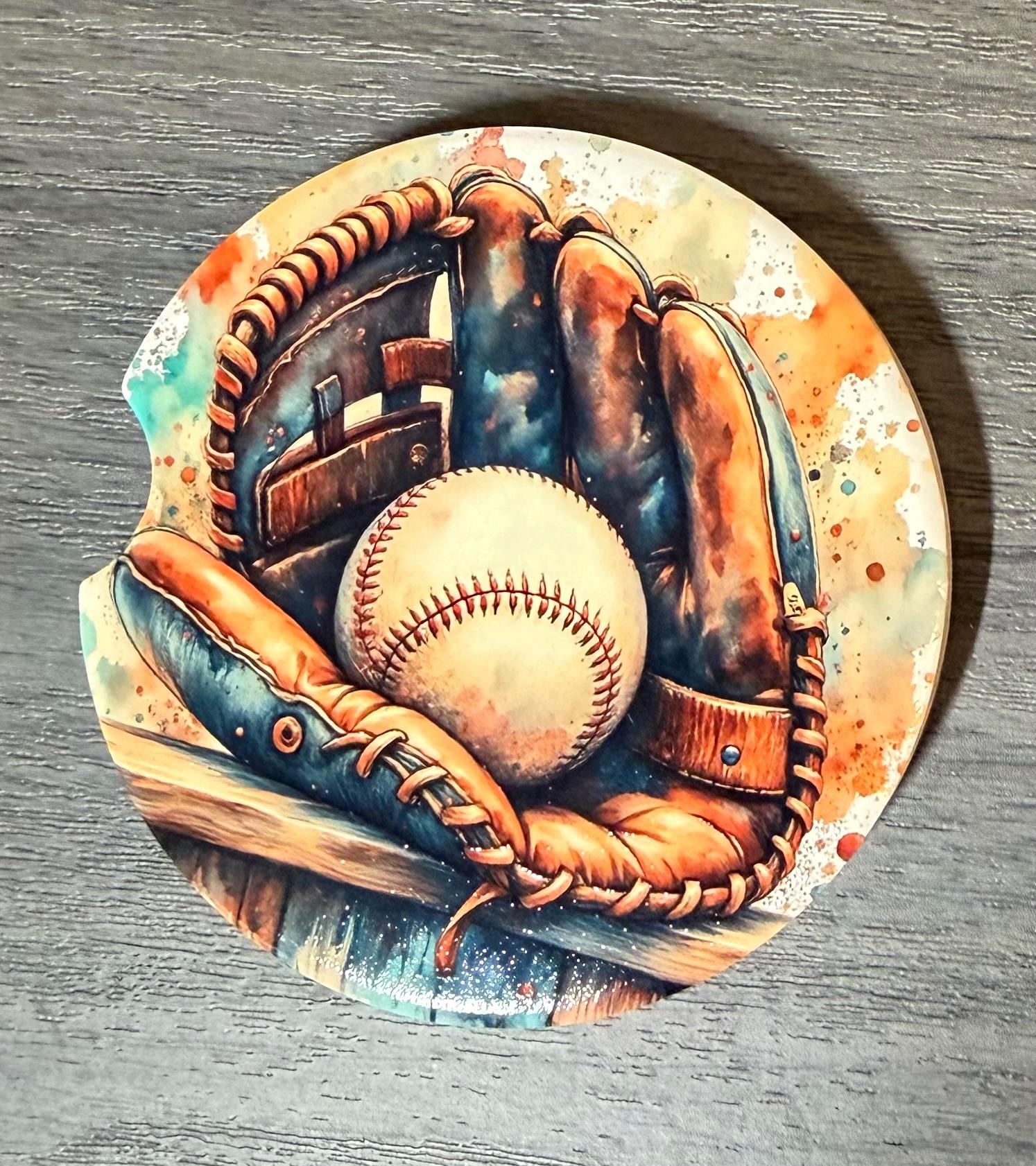 Ceramic Car Coasters Set of 2 |Baseball Car Accessories | Absorbent Cup Holder Coasters | Sports Inspired Gift | Baseball Sports Decor __etsy:8040435823