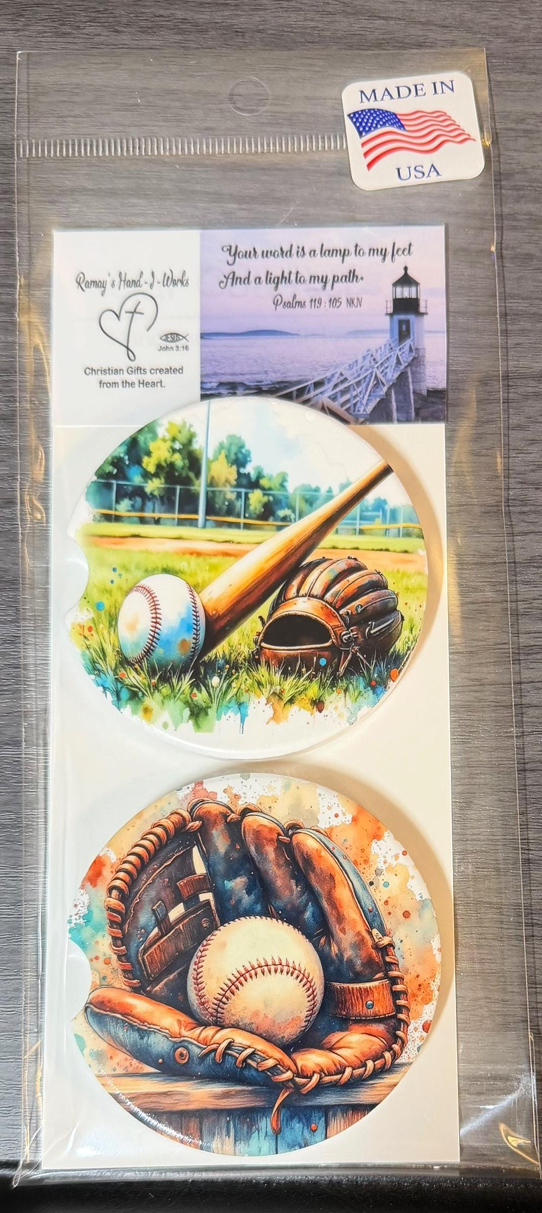 Ceramic Car Coasters Set of 2 |Baseball Car Accessories | Absorbent Cup Holder Coasters | Sports Inspired Gift | Baseball Sports Decor __etsy:8040445297