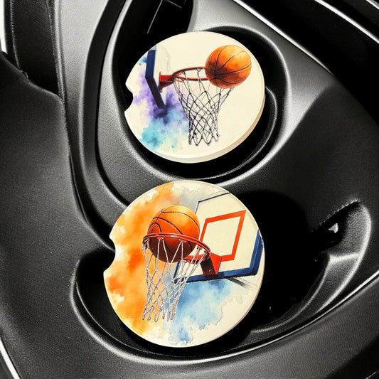 Ceramic Car Coasters Set of 2 |Basketball Car Accessories | Absorbent Cup Holder Coasters | Sports Inspired Gift | Basketball Sports Decor __etsy:8087031253