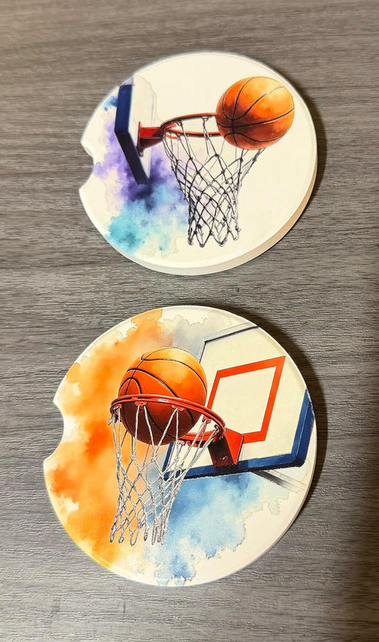 Ceramic Car Coasters Set of 2 |Basketball Car Accessories | Absorbent Cup Holder Coasters | Sports Inspired Gift | Basketball Sports Decor __etsy:8087026873