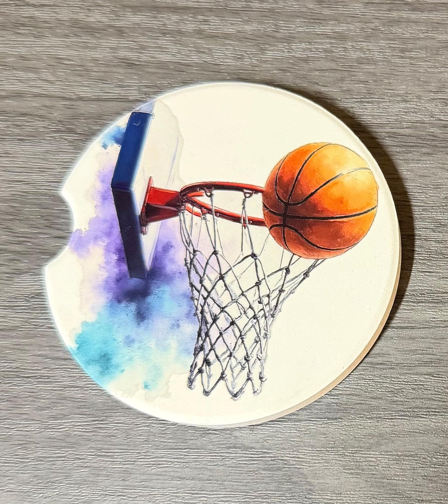Ceramic Car Coasters Set of 2 |Basketball Car Accessories | Absorbent Cup Holder Coasters | Sports Inspired Gift | Basketball Sports Decor __etsy:8087026883