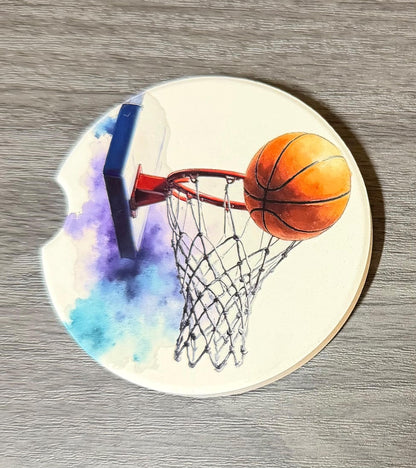 Ceramic Car Coasters Set of 2 |Basketball Car Accessories | Absorbent Cup Holder Coasters | Sports Inspired Gift | Basketball Sports Decor __etsy:8087026883