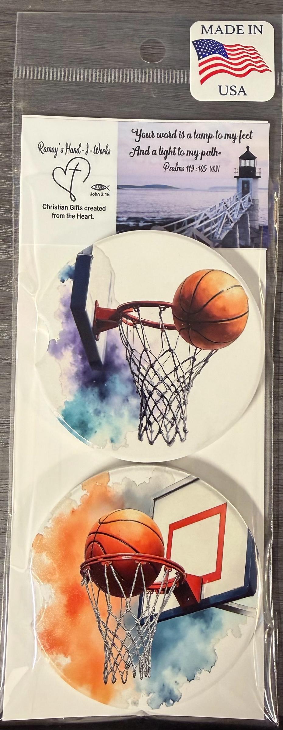 Ceramic Car Coasters Set of 2 |Basketball Car Accessories | Absorbent Cup Holder Coasters | Sports Inspired Gift | Basketball Sports Decor __etsy:8039127670