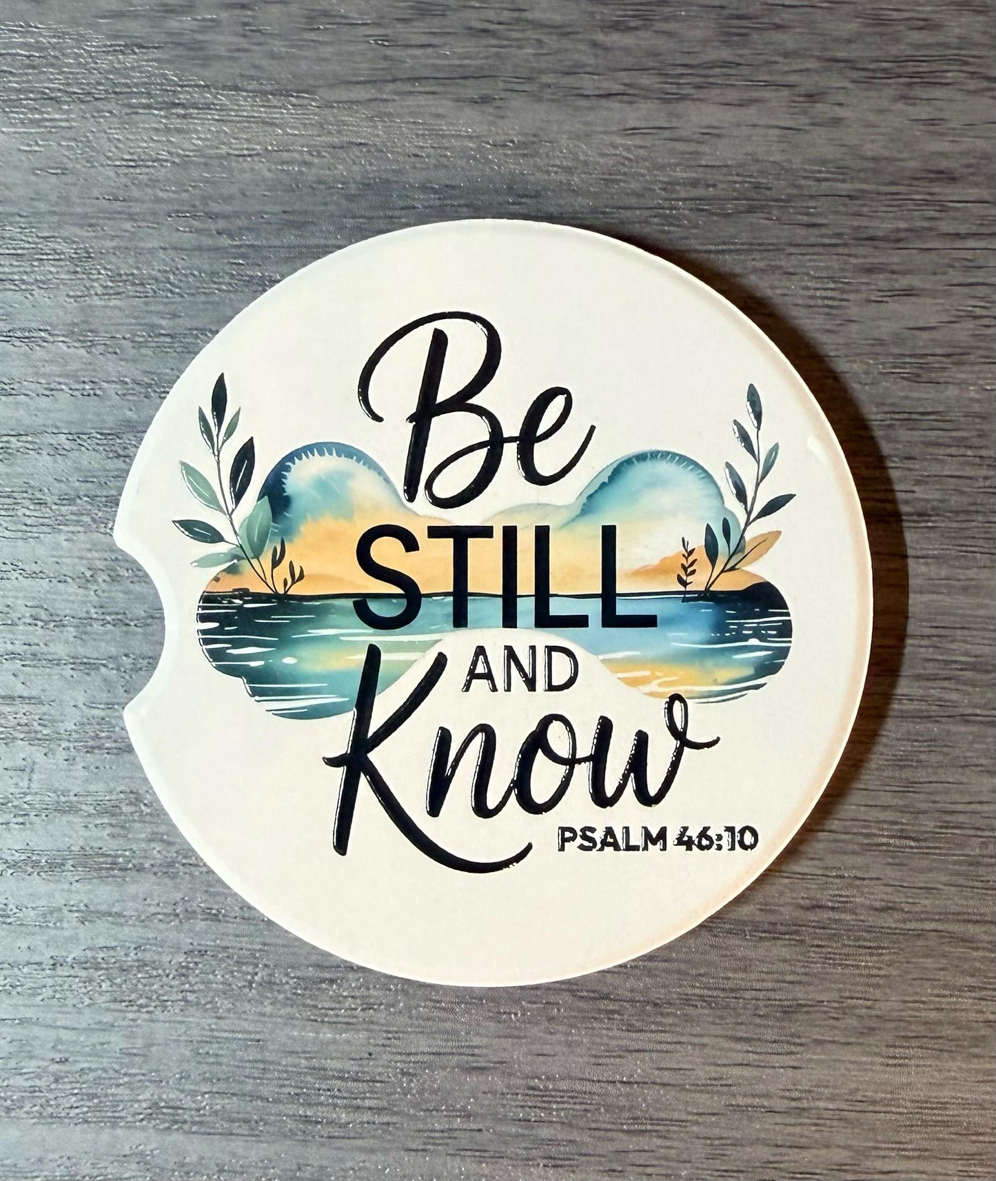 Ceramic Car Coasters Set of 2 | Be Still and Know Car Accessories |Absorbent Cup Holder Coasters | Psalm 46:10 Car Decor/ Faith Car Coaster __etsy:8039233564
