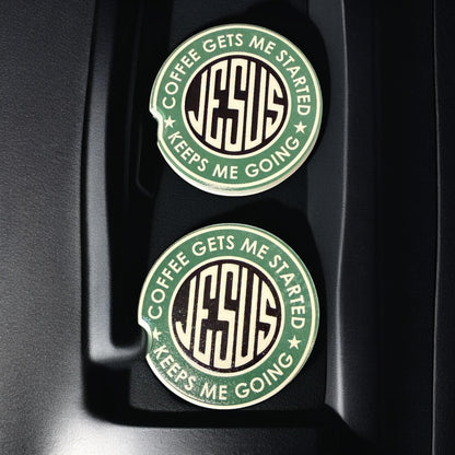 Ceramic Car Coasters Set of 2 | Christian Car Accessories | Absorbent Cup Holder Coasters | Faith Inspired Gift | Inspirational Car Decor __etsy:8040477975