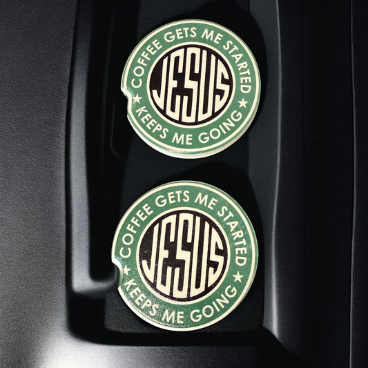 Ceramic Car Coasters Set of 2 | Christian Car Accessories | Absorbent Cup Holder Coasters | Faith Inspired Gift | Inspirational Car Decor __etsy:8040477975
