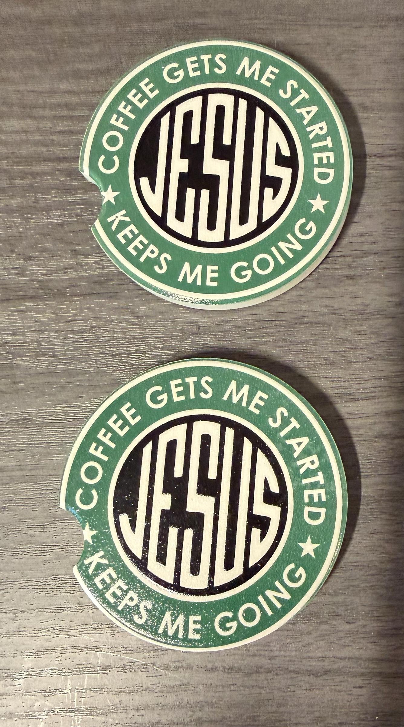 Ceramic Car Coasters Set of 2 | Christian Car Accessories | Absorbent Cup Holder Coasters | Faith Inspired Gift | Inspirational Car Decor __etsy:7992543040