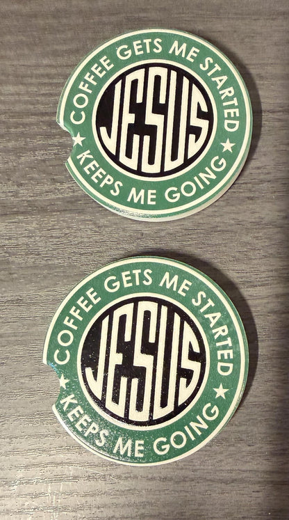 Ceramic Car Coasters Set of 2 | Christian Car Accessories | Absorbent Cup Holder Coasters | Faith Inspired Gift | Inspirational Car Decor __etsy:7992543040