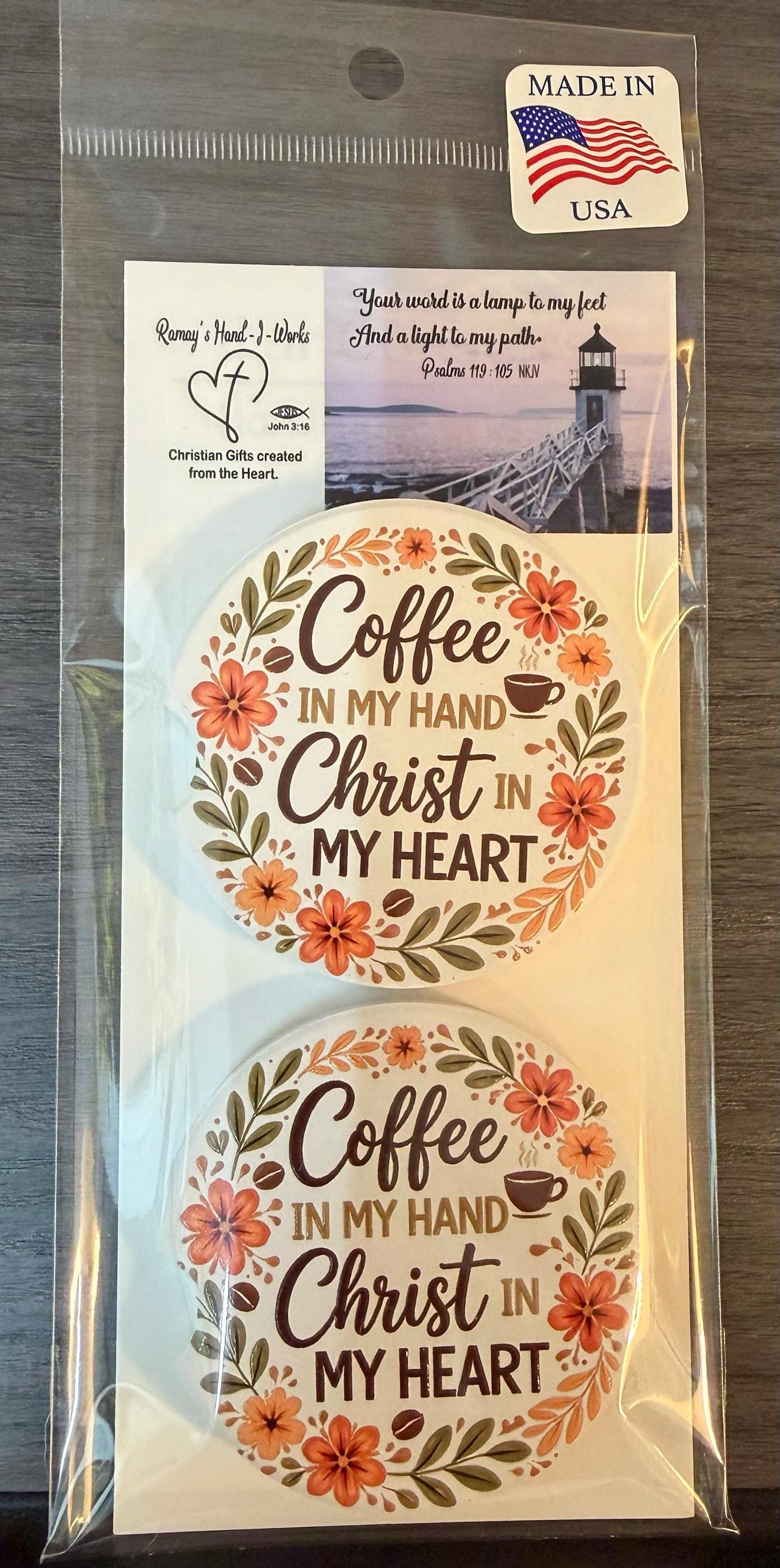 Ceramic Car Coasters Set of 2 | Christian Coffee w/ Jesus Car Accessories | Absorbent Cup Holder Coasters | Faith Inspired Gift / Car Decor __etsy:8085783075