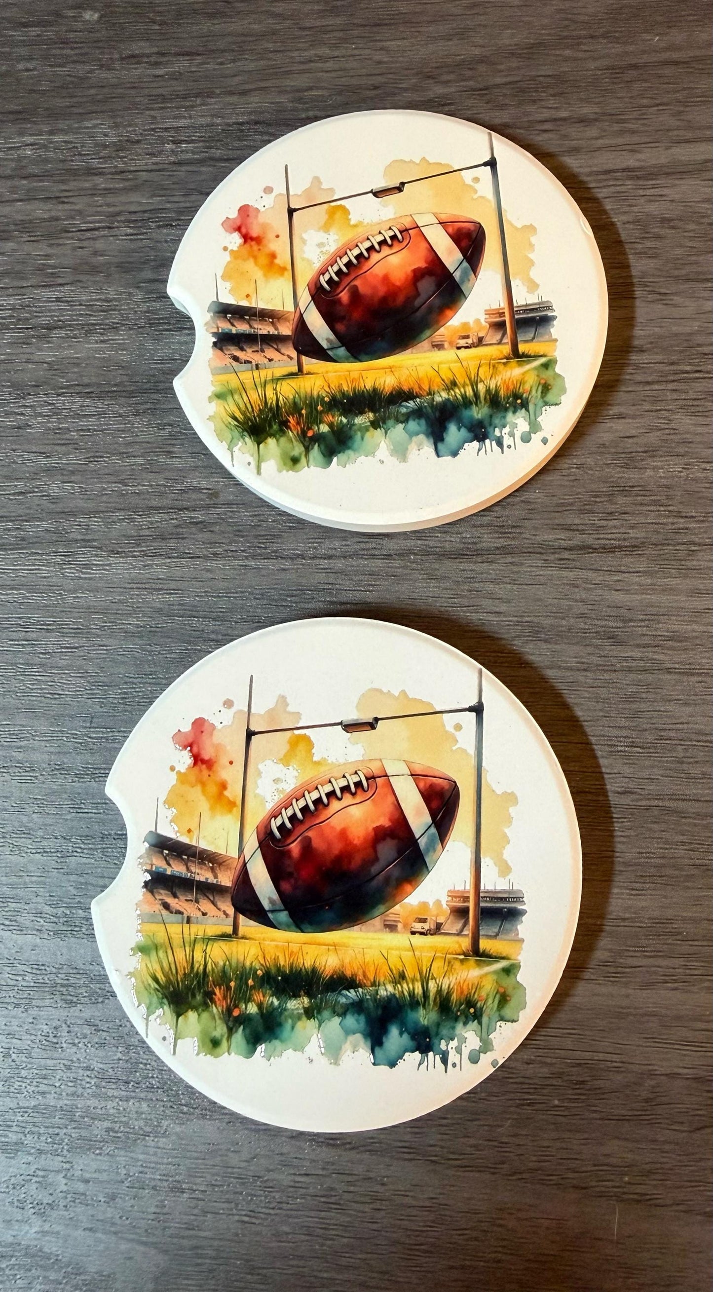 Ceramic Car Coasters Set of 2 | Football Car Accessories | Absorbent Cup Holder Coasters | Sports Inspired Gift | Football Sports Decor __etsy:8087076395
