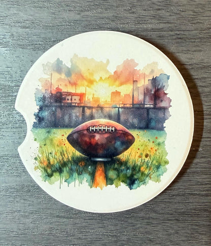 Ceramic Car Coasters Set of 2 | Football Car Accessories 2 | Absorbent Cup Holder Coasters | Sports Inspired Gift | Football Sports Decor __etsy:8039559486