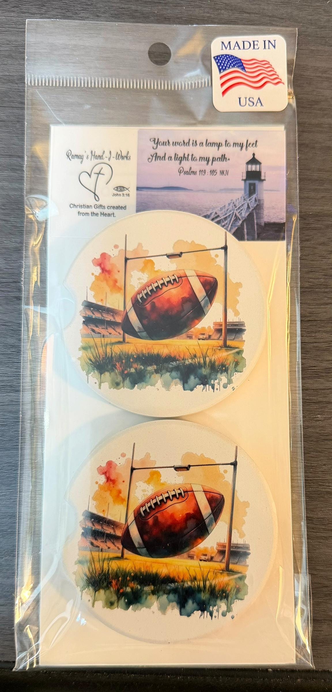 Ceramic Car Coasters Set of 2 | Football Car Accessories | Absorbent Cup Holder Coasters | Sports Inspired Gift | Football Sports Decor __etsy:8039166864