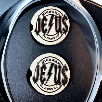 Ceramic Car Coasters Set of 2 | Highway to Jesus Car Accessories |Absorbent Cup Holder Coasters |Faith Inspired Gift |InspirationalCar Decor __etsy:8039029678
