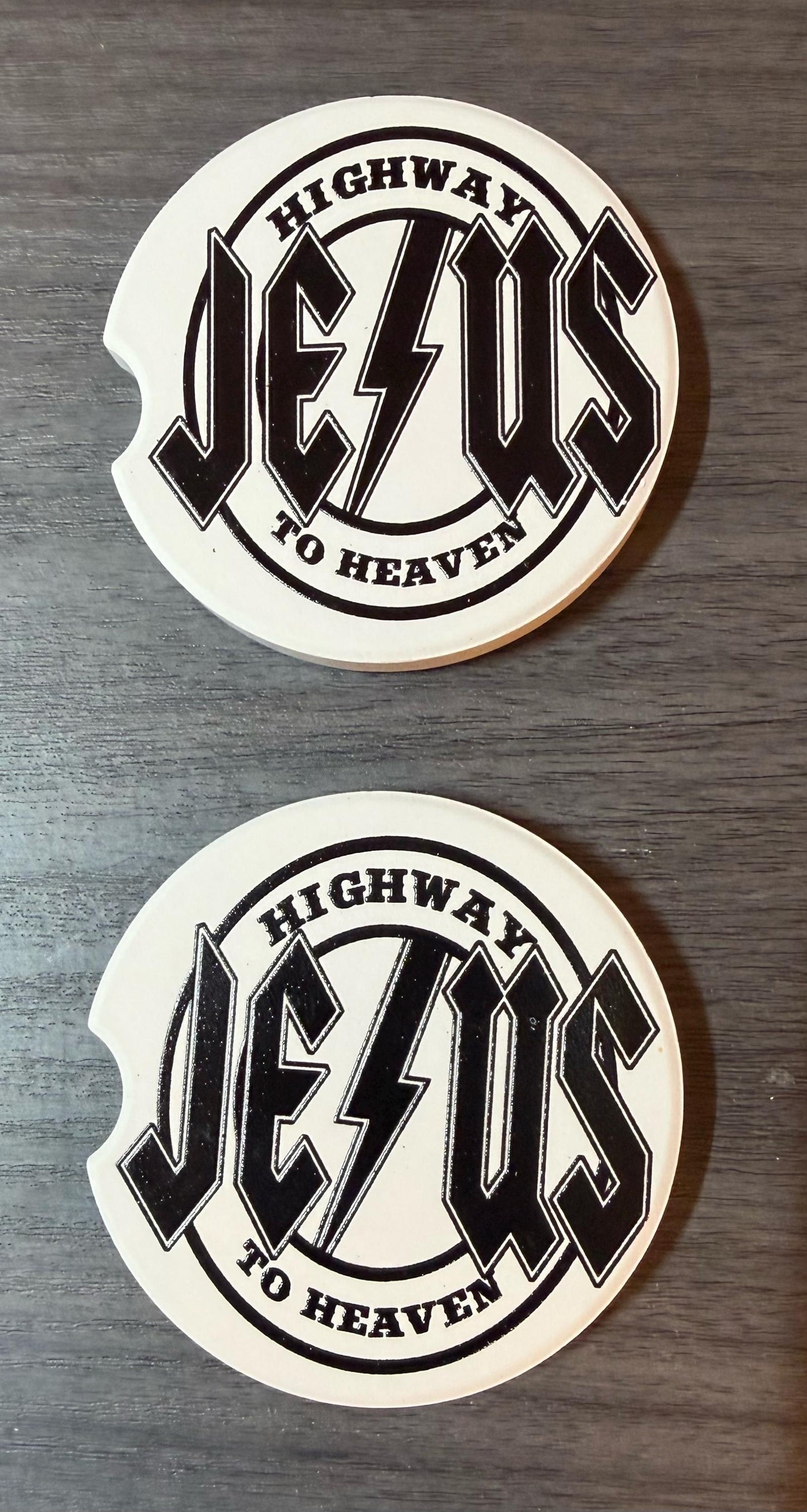 Ceramic Car Coasters Set of 2 | Highway to Jesus Car Accessories |Absorbent Cup Holder Coasters |Faith Inspired Gift |InspirationalCar Decor __etsy:8039024422