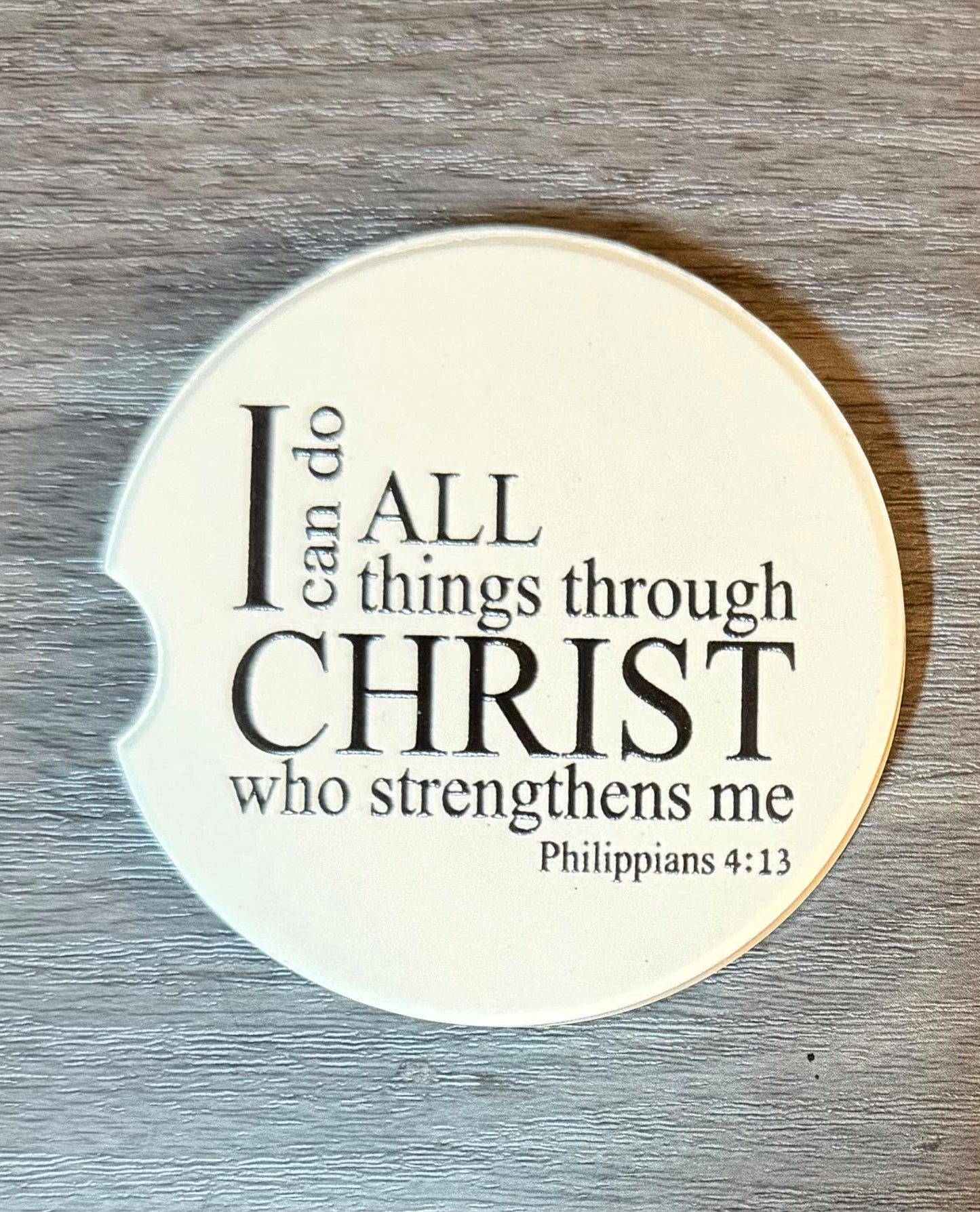Ceramic Car Coasters Set of 2 |"I can do all things through Christ" Car Accessories |Absorbent Cup Holder Coasters | Inspirational Car Decor __etsy:8076265277