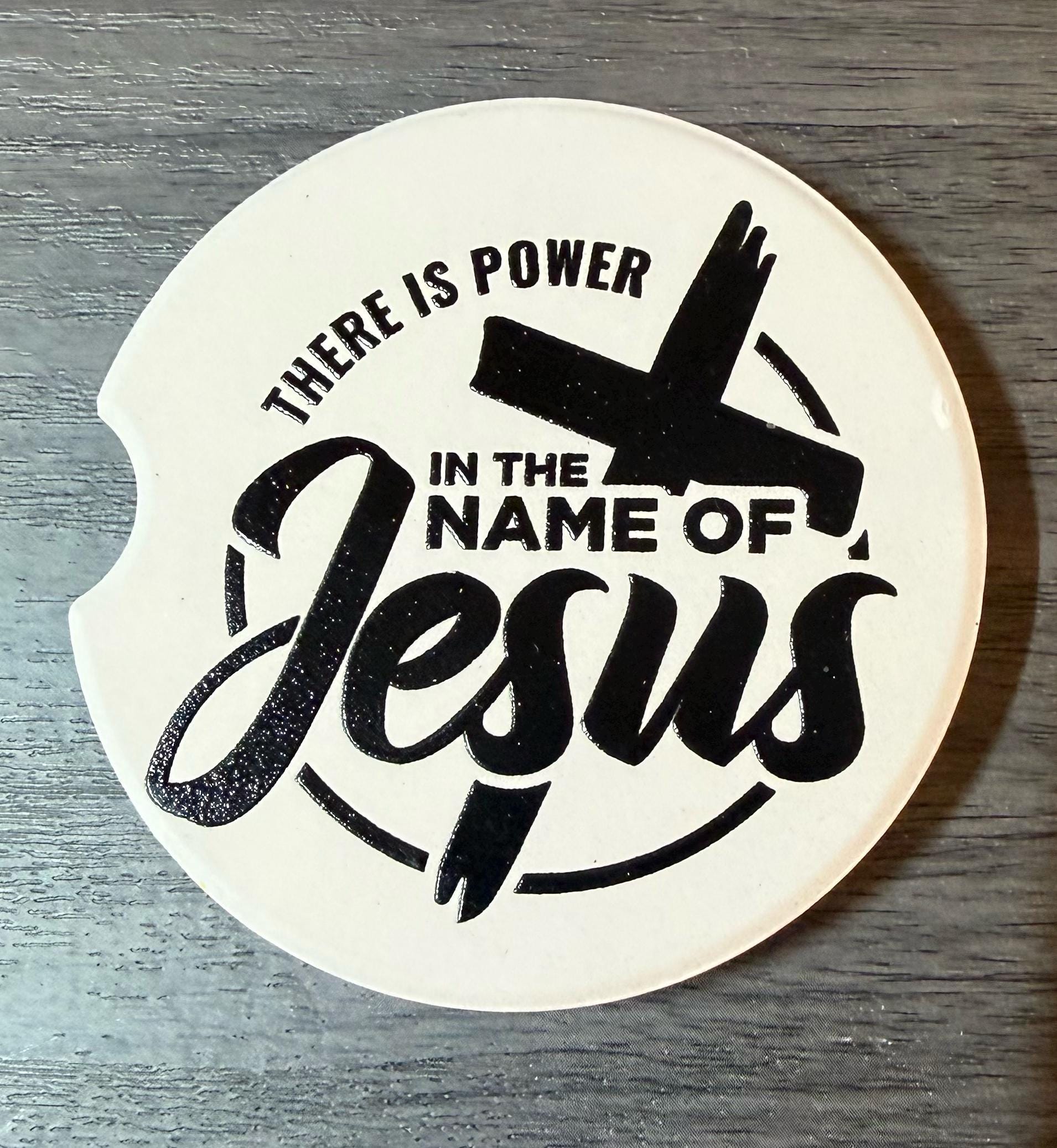 Ceramic Car Coasters Set of 2 | In Jesus name Car Accessories | Absorbent Cup Holder Coasters | Faith Inspired Gift |Inspirational Car Decor __etsy:8076069625