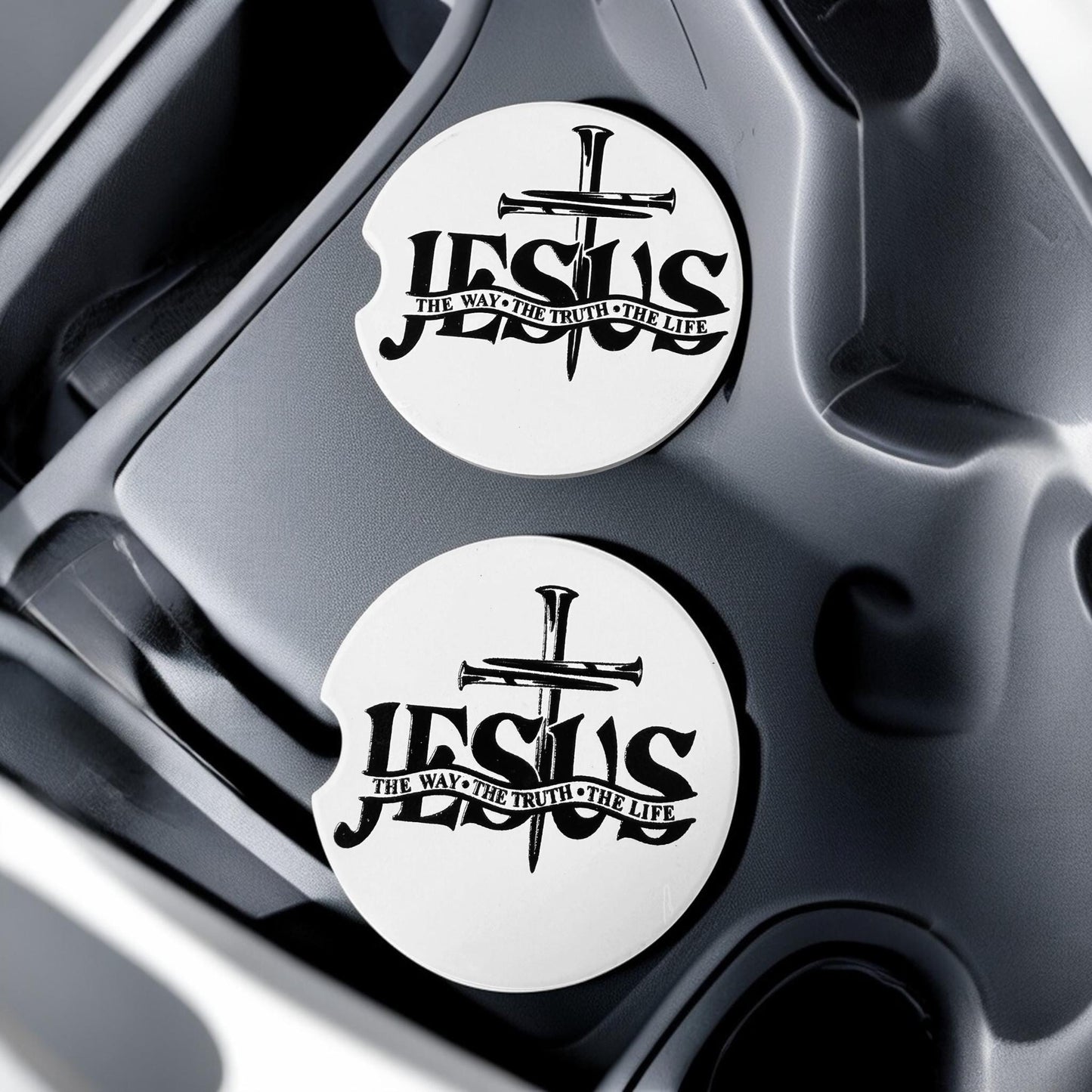 Ceramic Car Coasters Set of 2 | Jesus The Way The Truth The Life Car Accessories | Absorbent Cup Holder Coasters | Faith Inspired Car Decor __etsy:8087288191