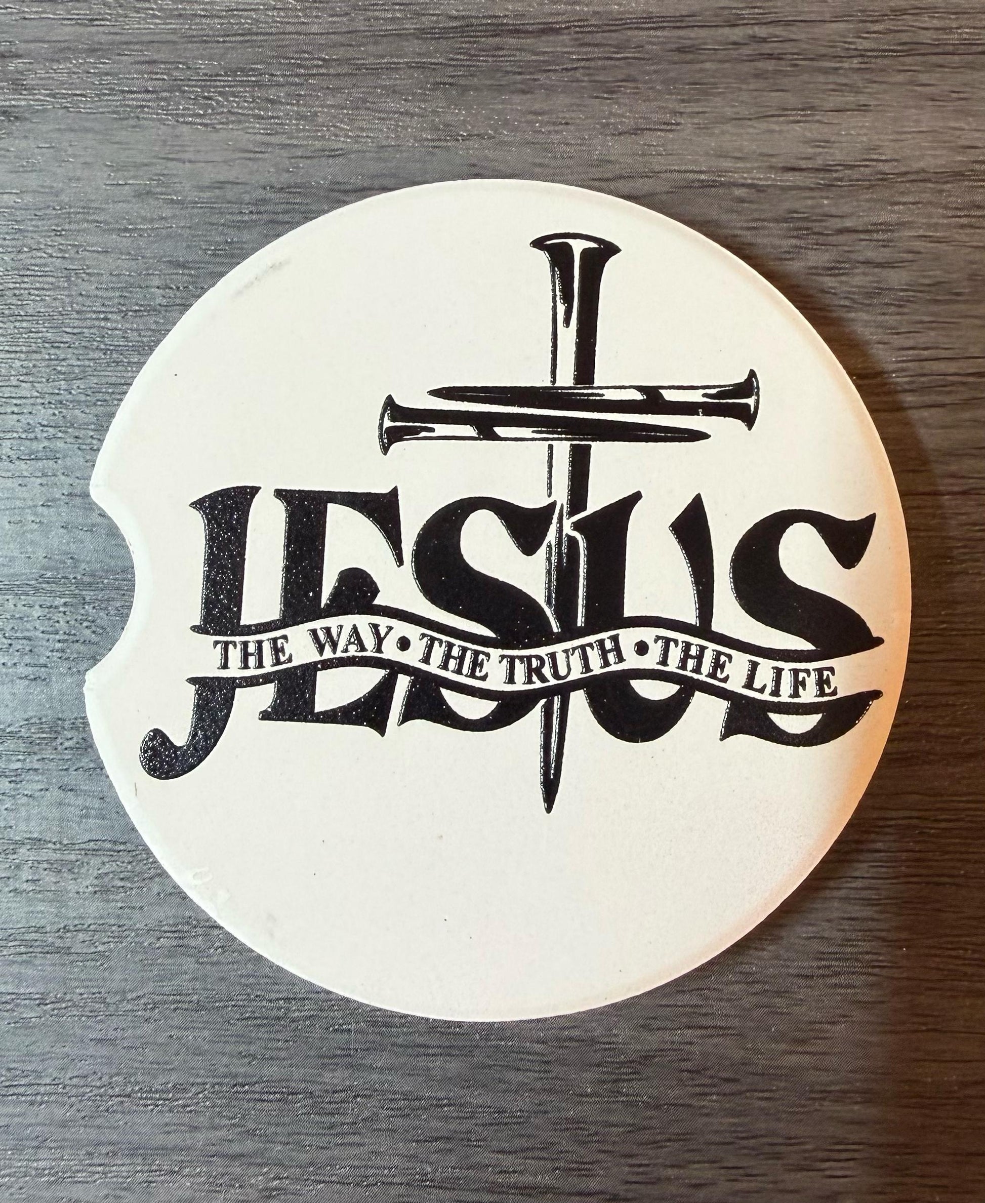 Ceramic Car Coasters Set of 2 | Jesus The Way The Truth The Life Car Accessories | Absorbent Cup Holder Coasters | Faith Inspired Car Decor __etsy:8039366546