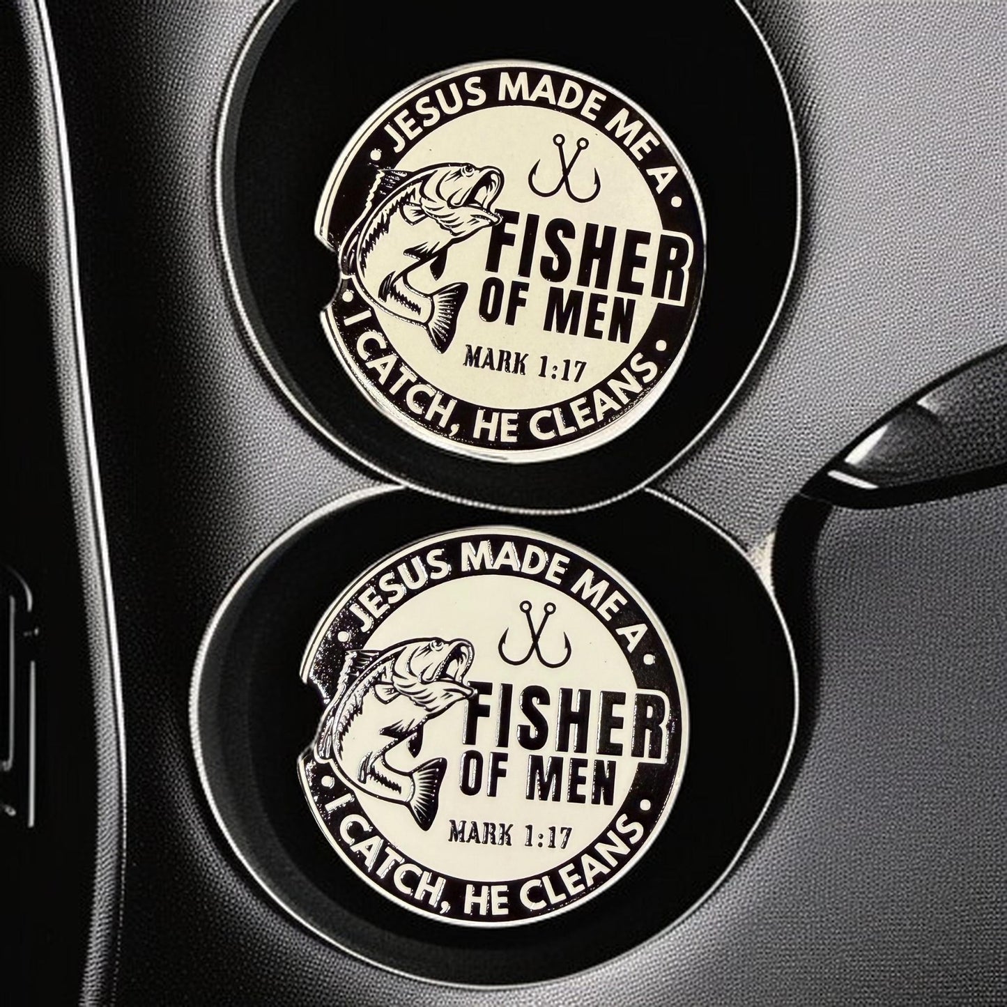 Ceramic Car Coasters Set of 2 | Jesus made me a Fisher of men, Mark 1v17 Accessories | Absorbent Cup Holder Coasters | Faith Inspired Gift __etsy:8098826351