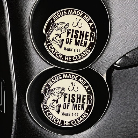 Ceramic Car Coasters Set of 2 | Jesus made me a Fisher of men, Mark 1v17 Accessories | Absorbent Cup Holder Coasters | Faith Inspired Gift __etsy:8098826351