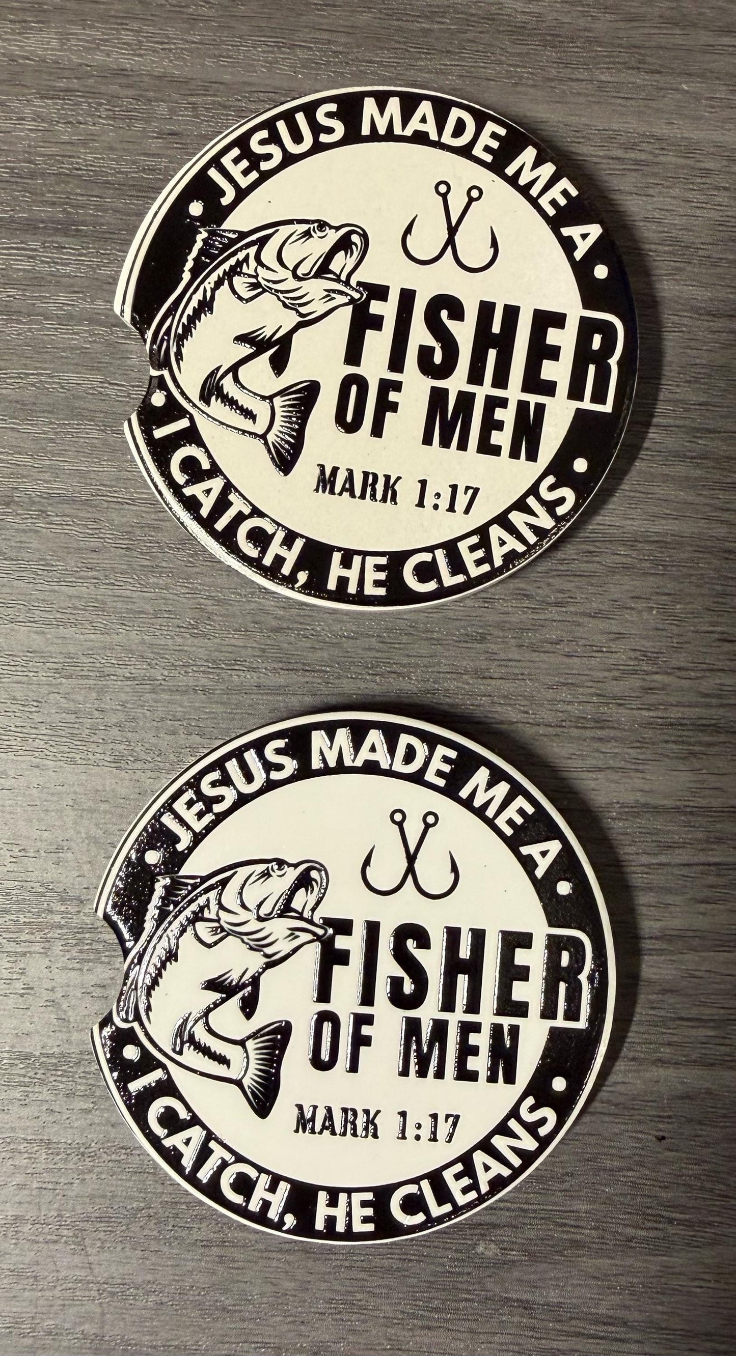Ceramic Car Coasters Set of 2 | Jesus made me a Fisher of men, Mark 1v17 Accessories | Absorbent Cup Holder Coasters | Faith Inspired Gift __etsy:8050934756