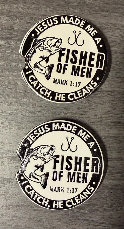Ceramic Car Coasters Set of 2 | Jesus made me a Fisher of men, Mark 1v17 Accessories | Absorbent Cup Holder Coasters | Faith Inspired Gift __etsy:8050934756