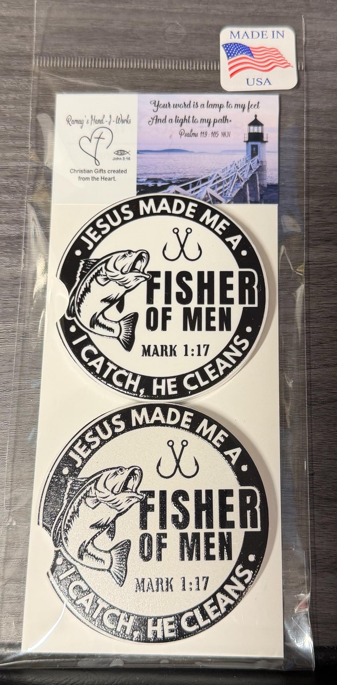 Ceramic Car Coasters Set of 2 | Jesus made me a Fisher of men, Mark 1v17 Accessories | Absorbent Cup Holder Coasters | Faith Inspired Gift __etsy:8050914418